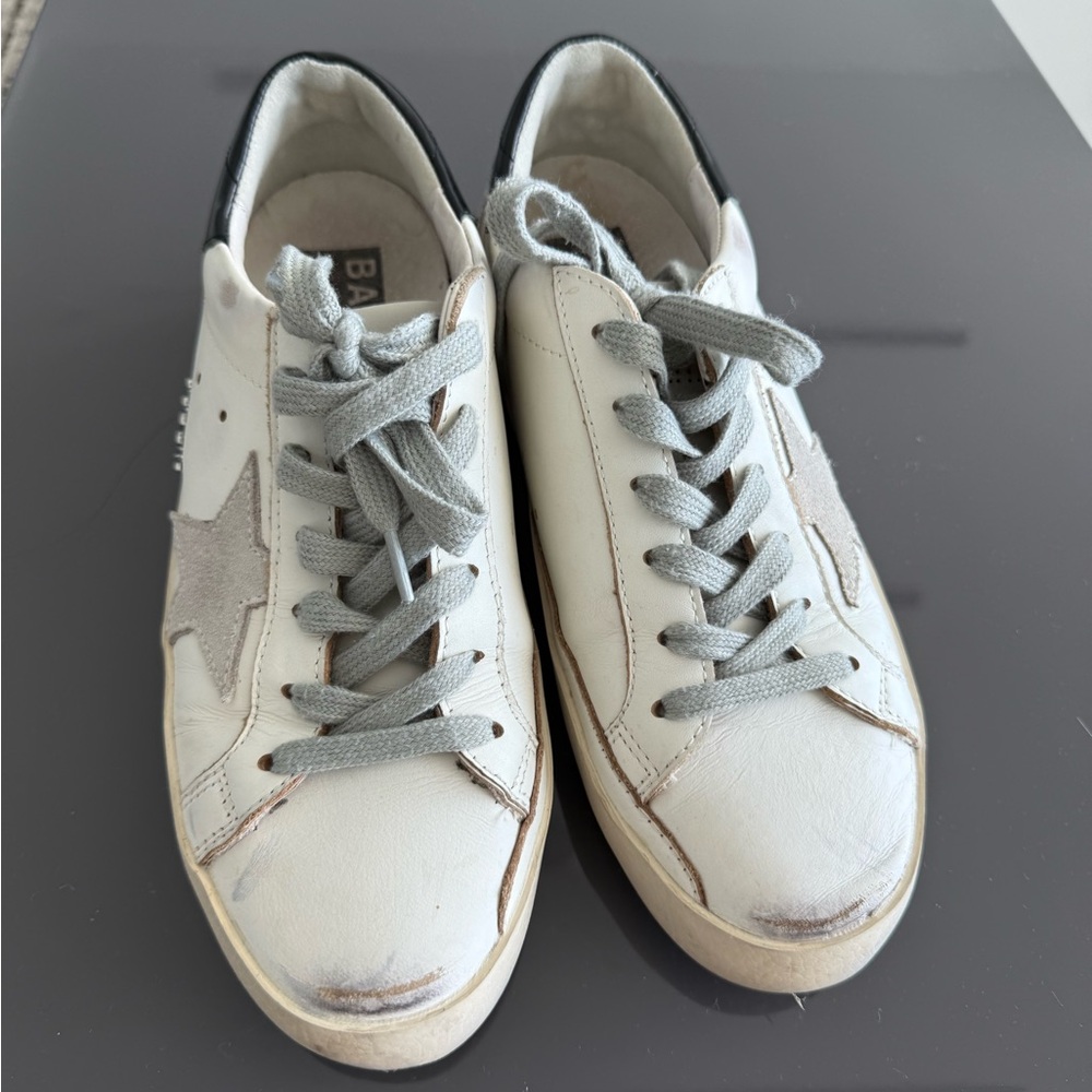 Golden goose Size 38 White and Gray Star Sneakers